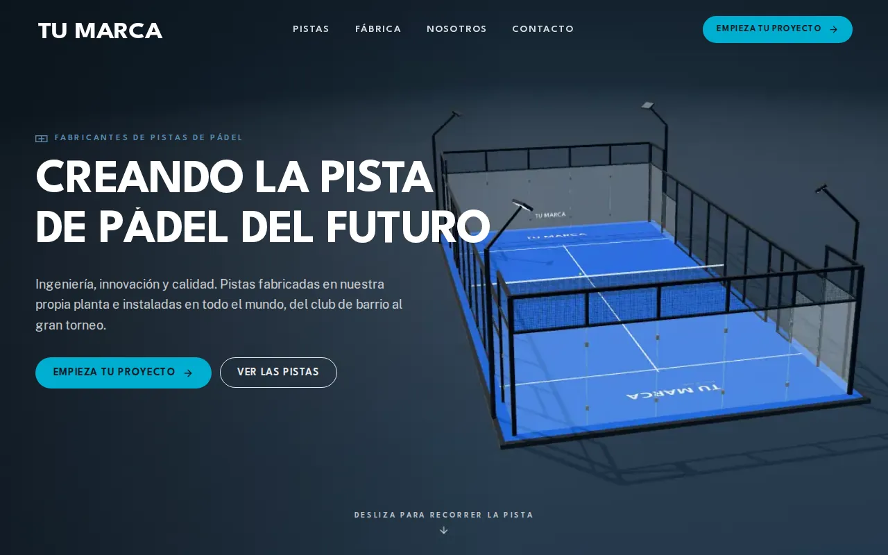 Portada de la web de ejemplo para fabricante