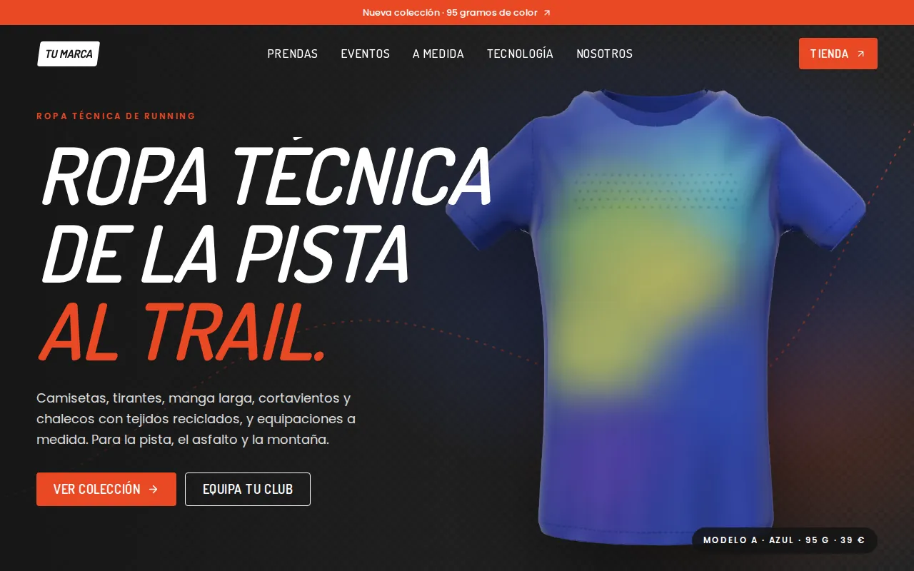 Portada de la web de ejemplo para marca